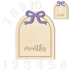 R HORSE 3D purple bow milestone card with numbers for monthly baby photos.