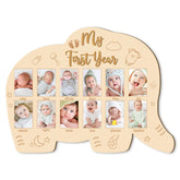 R HORSE My First Year photo frame front view highlights elephant motif for nursery display.