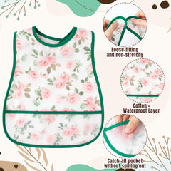 R HORSE pink floral bib with adjustable snap button for growing necks