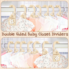 Hanging setup shows double-sided design to separate baby clothes efficiently
