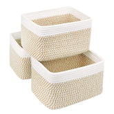 R RUNKA small cotton rope basket white front view for compact bathroom storage