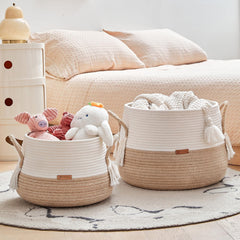 R RUNKA under-shelf basket in nursery for tidy organization and easy access.