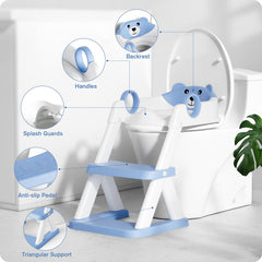 RABB 1ST adjustable-height blue seat fits many toilets with ease.