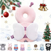 Raelitego baby head protector backpack worn by toddler, plush cushioning supports safe crawling and walking.