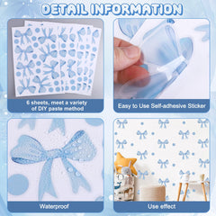 RAINBOW WSK blue bow wall stickers sheet 2 adds cozy coquette vibe.
