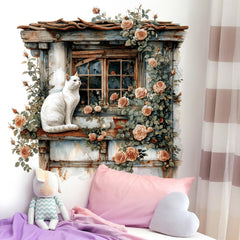 RAINBOW WSK watercolor rose flowers decor by window, ideal for cozy living spaces.