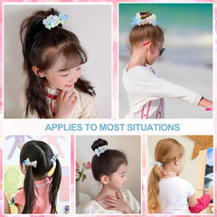 RAINBOW WSK butterfly pearl hair tie set provides reusable hair accessories