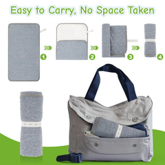 Rainflow changing pad inside a diaper bag on the go for quick, clean changes