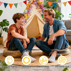RAINFLOW tassel details enhance decor while keeping items organized.