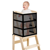 Rainmae Toddler Learning Tower Safety Net front view provides secure protection during kitchen tasks.