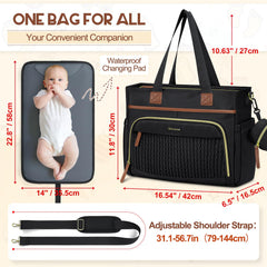 RAINSMORE Diaper Bag Tote inside layout helps quickly locate wipes and extras during outings.