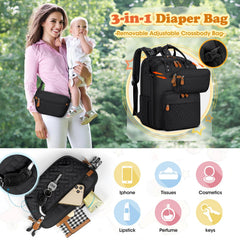 RAINSMORE diaper bag zipper stitching closeup highlights tear-resistant durability for daily use