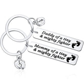 Ralukiia NICU dad mom keychain set featuring baby foot charm for daily encouragement