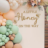 Ramciyo A Little Honey Is on the Way decal bright backdrop for bee-themed baby showers.