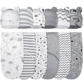 Ramede 6-pack swaddle blankets with hats in cloud grey package for newborn comfort.