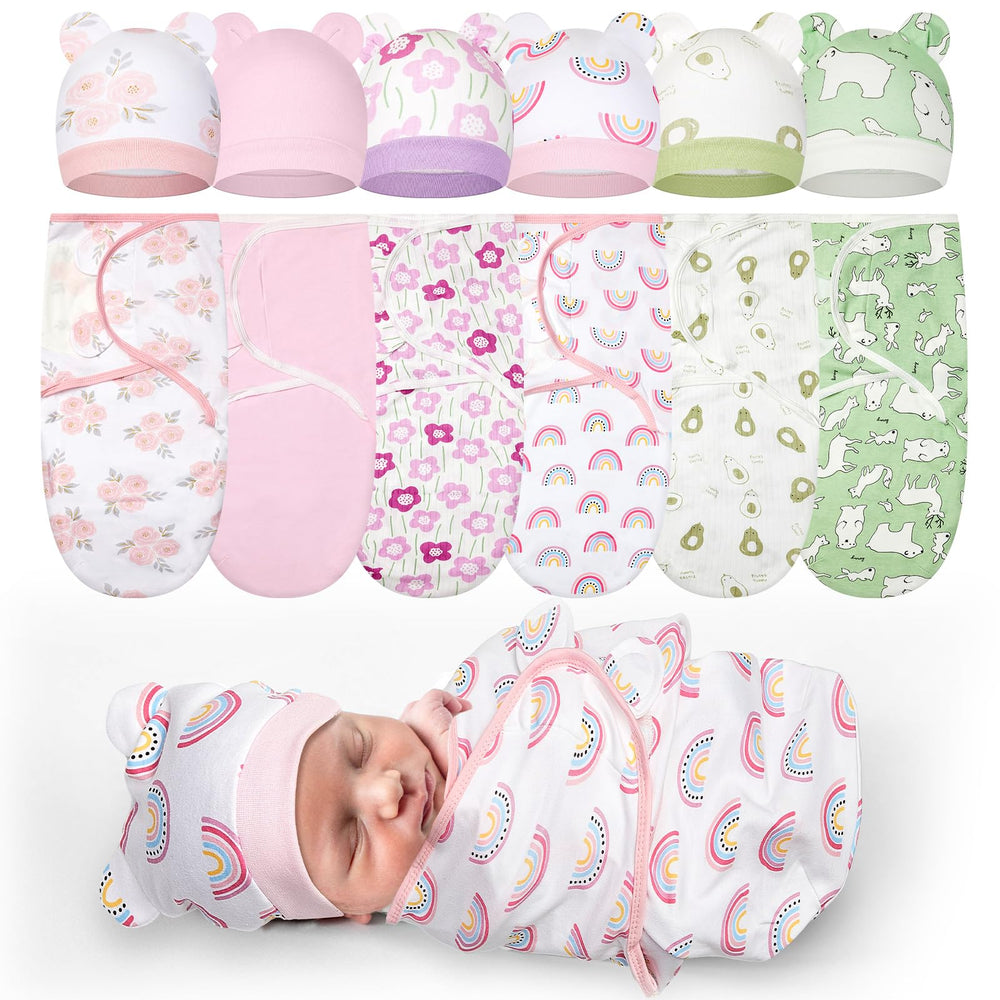 Ramede preemie swaddle blanket pink flower design for cozy newborn sleep