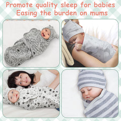 Ramede swaddle hat adjustable fit closeup demonstrates easy adjustment for growing babies.