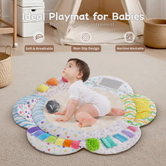 RAMOGIG tummy time mat with high-contrast visuals for tracking and play