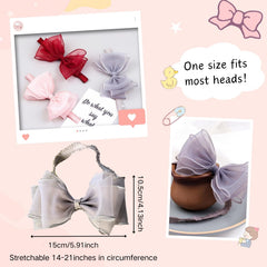 Rannyrena chiffon bow headband grey elastic suitable for special occasions.