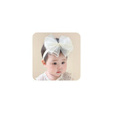 Rannyrena Ivory Lace Bow Headband closeup for newborn styling and gentle comfort.