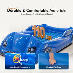 RAPTAVIS kids air mattress blue raised frame emphasizes extra stability during sleep.