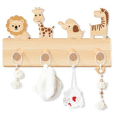RattanView Safari animal wall hook full unit with four figures for organized storage