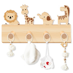 RattanView Safari animal wall hook full unit with four figures for organized storage