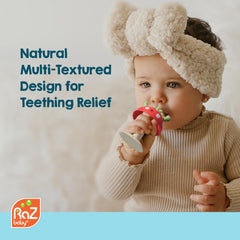 RaZbaby Chompy grip teether freezing option offers cooling relief for sore gums