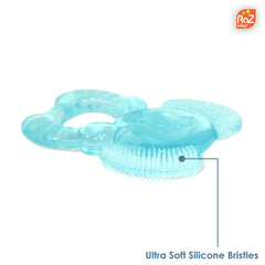 RaZbaby Elfy-Yummy teether ultra soft bristles soothe sore gums during mouthing.