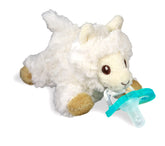 RaZbaby JollyPop llama pacifier clip keeps baby's pacifier secure and accessible.