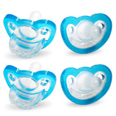 RaZbaby JollyPop blue pacifier for newborns supports gentle teething comfort and easy sterilization.