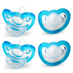 RaZbaby JollyPop blue pacifier for newborns supports gentle teething comfort and easy sterilization.