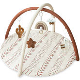 Razee Baby Gym Mudcloth Playmat shows soft textures for exploration and growth.