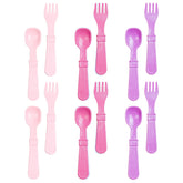 Re-Play Princess toddler utensils front view shows ergonomic grip for easy feeding