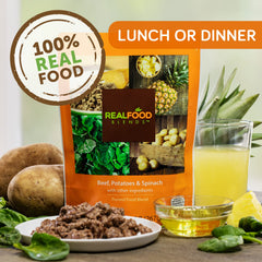 Real Food Blends 330-calorie meal plate offers energy for lunch or dinner.