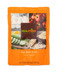 Real Food Blends eggs, apples, zucchini show real-food ingredients for balanced feeding.