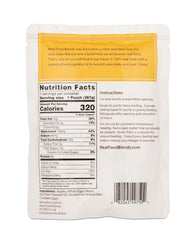 Real Food Blends gluten-free oats and olive oil highlight simple, clean ingredient profile.