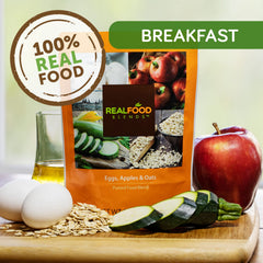 Real Food Blends puree served in bowl highlights ready-to-eat meal for blenderized diets.