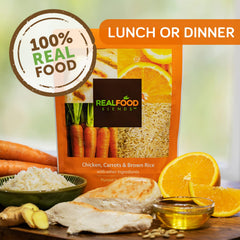 Real Food Blends pureed meal served with creamy texture and balanced nutrition.