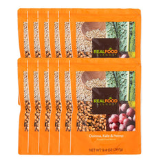Real Food Blends Quinoa Kale Hemp pack of 12—bulk, shelf-stable meals for tube feeding.