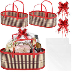 Reallnaive empty basket large front view showcases durable bamboo weave for elegant gift packaging.