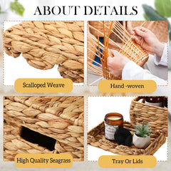Reallnaive wicker storage basket extralarge with lid for spacious storage