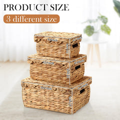Reallnaive wicker storage basket large with lid suitable for blankets