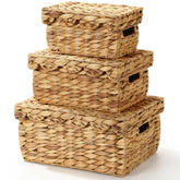 Reallnaive wicker storage basket medium with lid ideal for toy organization
