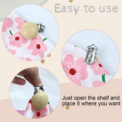 REDANHA pacifier clips attached to baby clothes demonstrating mess-free use