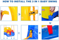 RedSwing front T-handlebar safety belt keeps the child securely positioned during swings.