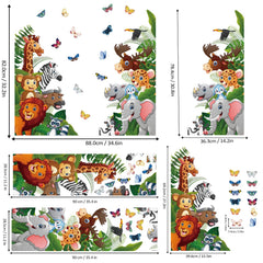 Refamaee giraffes-zebras-monkeys-lions closeup shows vibrant wildlife on durable vinyl.