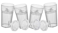 Reflo Smart Cup Bundle Clear 4-Pack with four transparent cups for easy monitoring during meals.