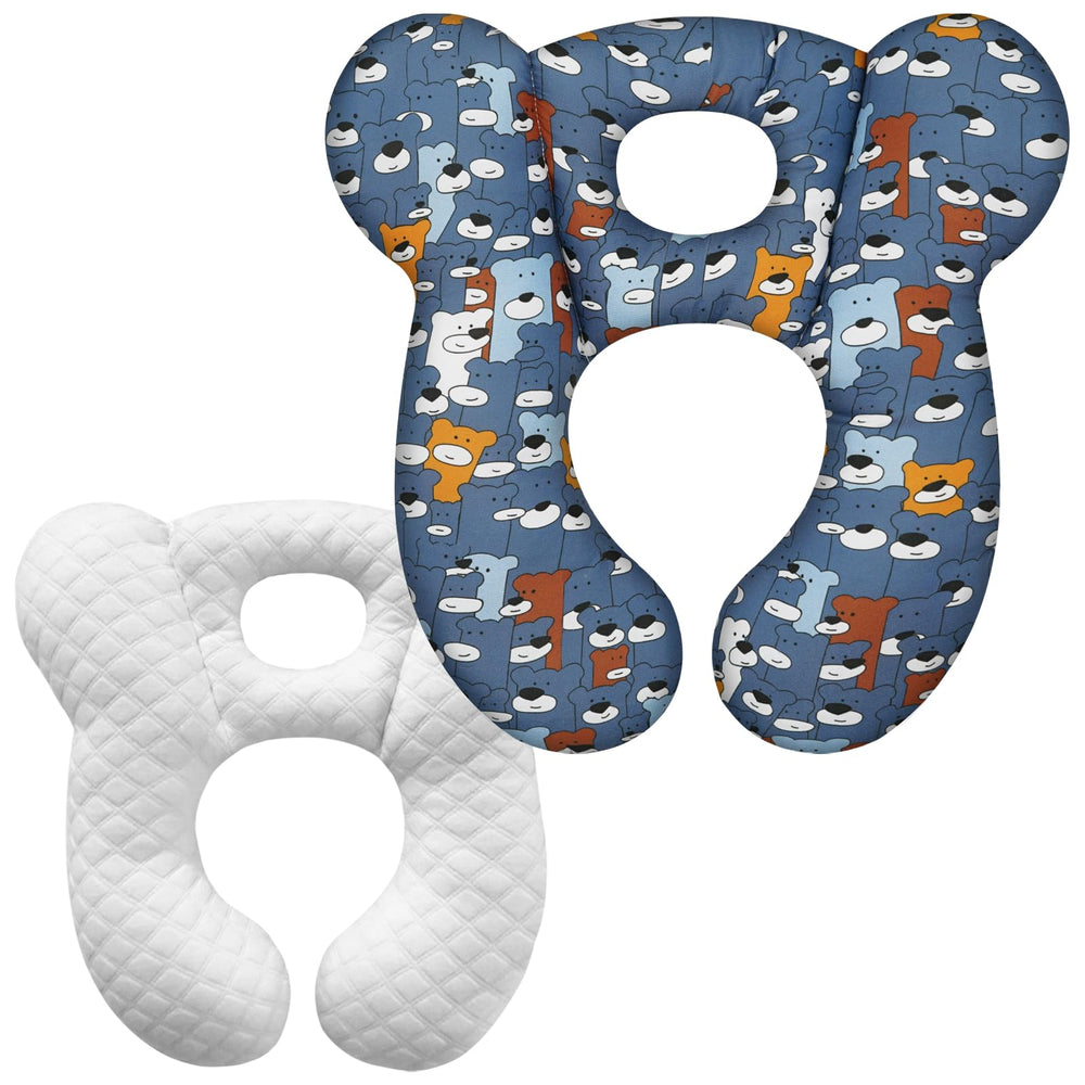 Reflyaway baby travel pillow blue bear 01 shows snug neck support for car rides