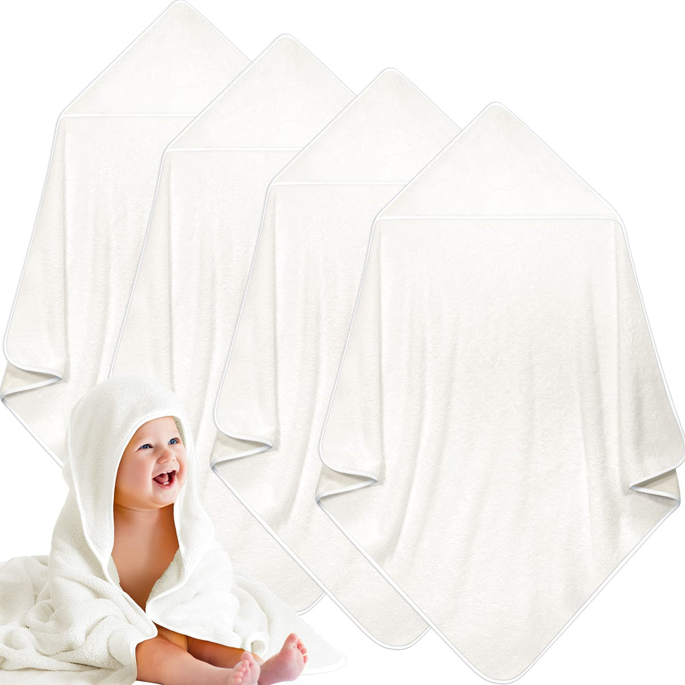 Reginary baby hooded towel white back view, plush coral fleece for quick drying.